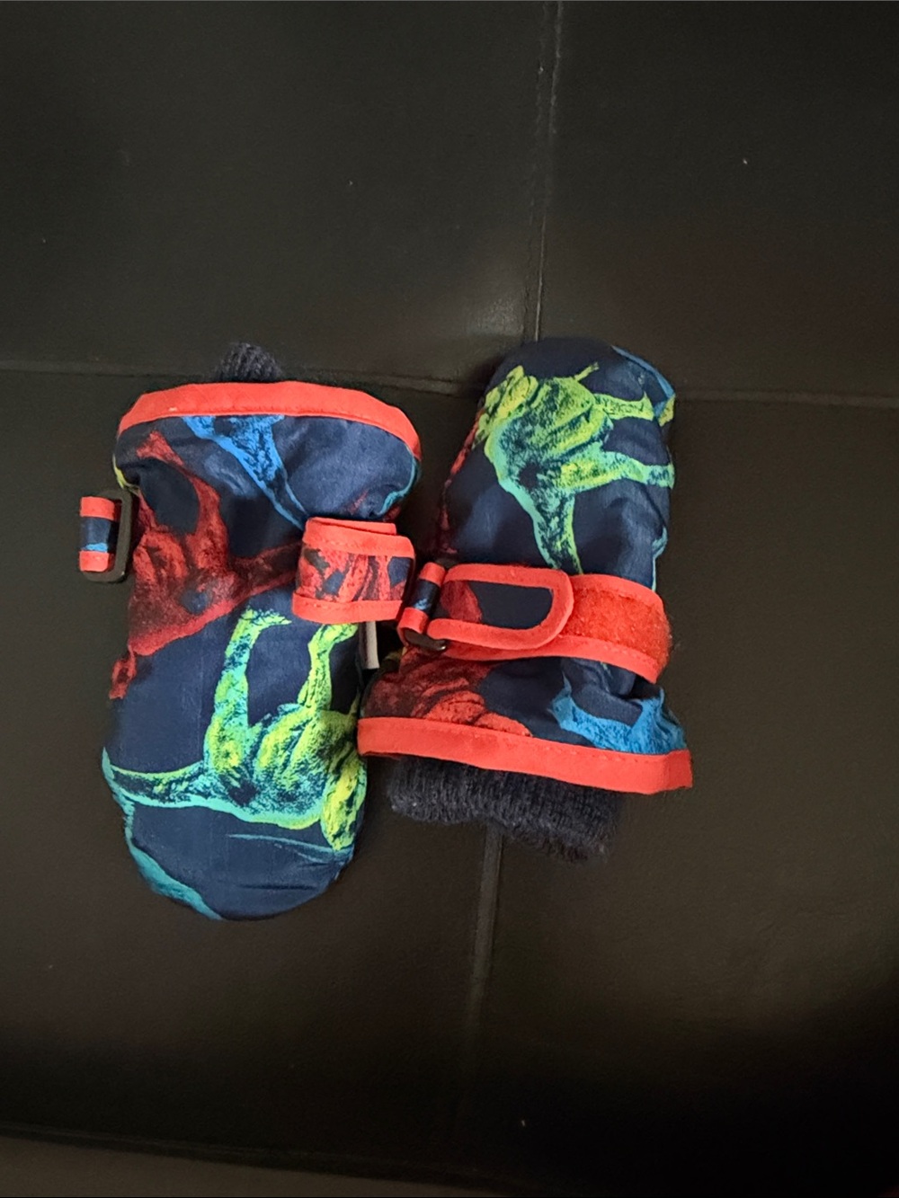 Kids 12-24 Navy Blue Multicolor Patterned Winter Mittens